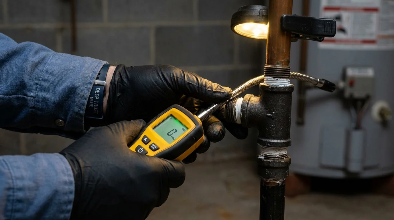 Gas leak detection with electronic sniffer by Johns Plumbing LLC in Dannemora